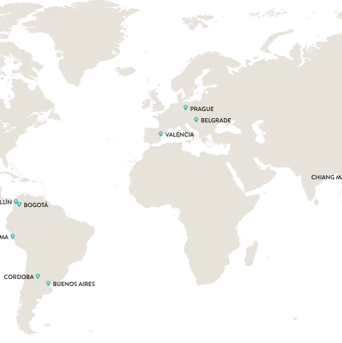 A map of Remote Year Meraki travel locations.