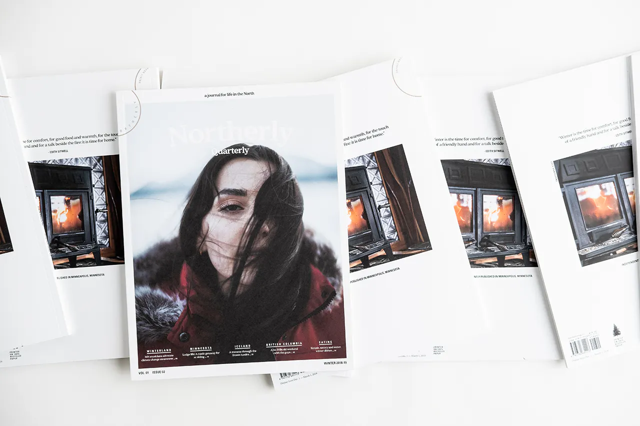 Northerly photography magazines laid out in a row overlapping each other.