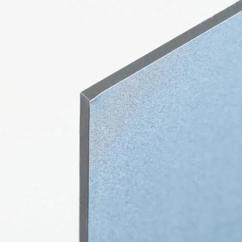 The corner of an aluminum sheet for a custom metal sign.