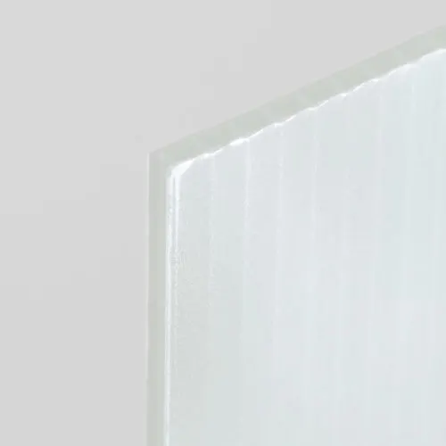 Corrugated Plastic Core The corner of a clear corrugated plastic sign.