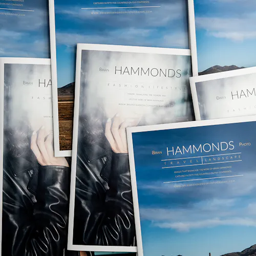 ©Brian Hammonds Photography A pile of photography portfolios laying on top of each other with Brian Hammonds Photo on the cover.