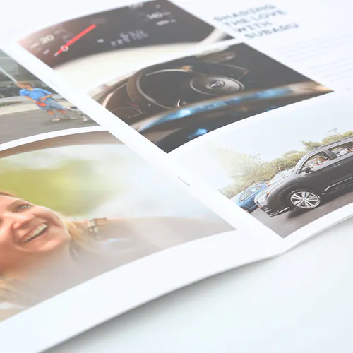 A photography book printed with images of the interior and exterior of a car.