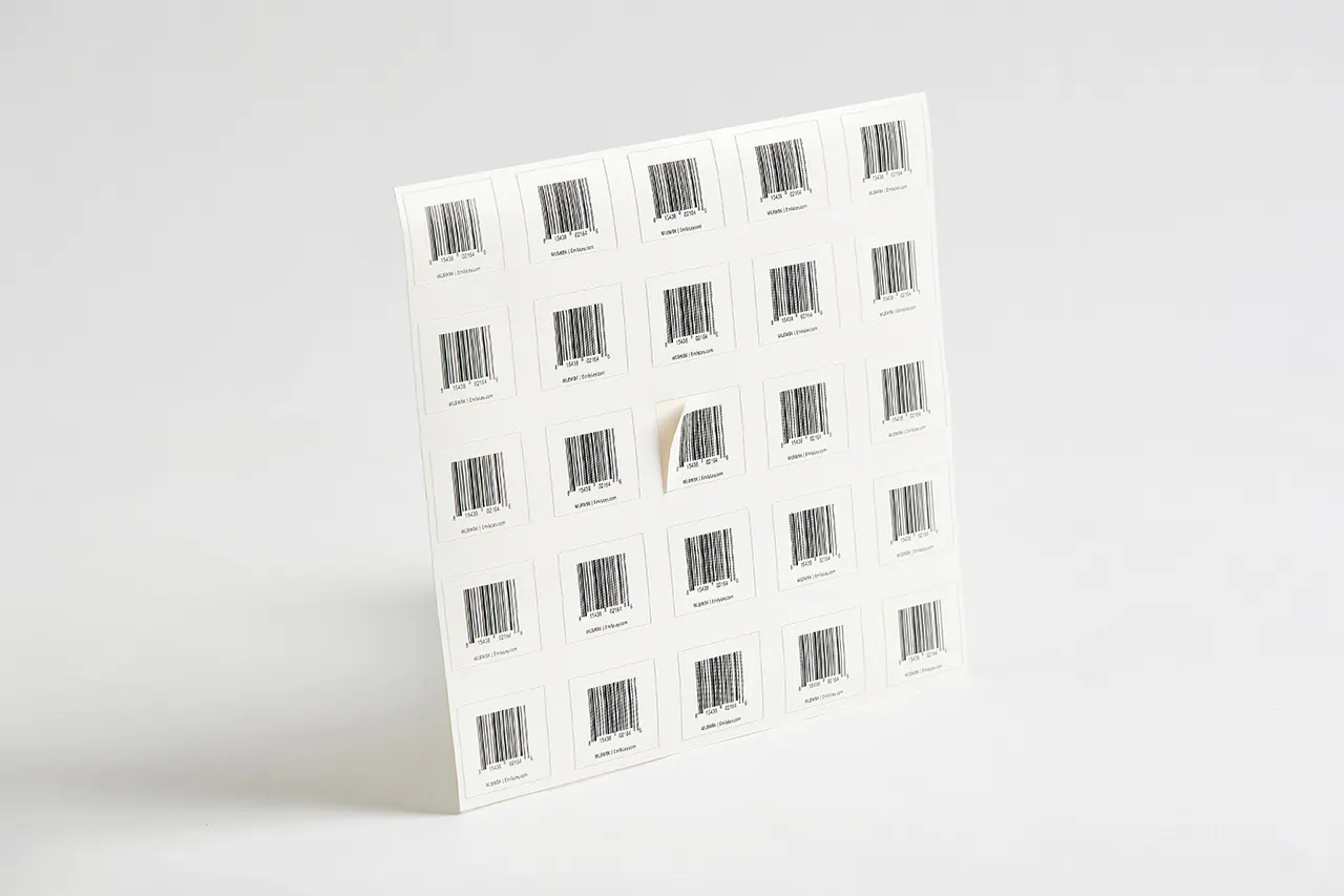 A sheet of product barcodes.
