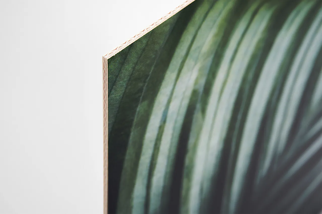 A foamless foamcore sign printed with a green leaf design.