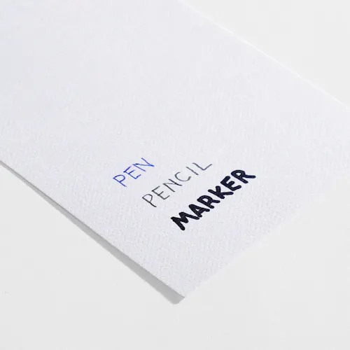 FELT WEAVE Felt weave paper stock with pen, pencil and marker written on it.