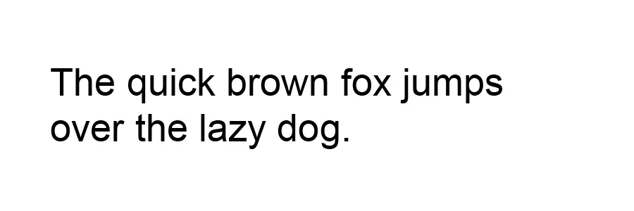 The quick brown fox jumps over the lazy dog typed out in arial font.