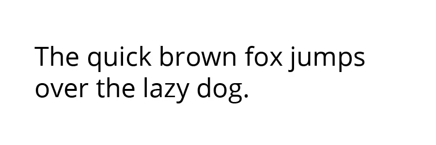 The quick brown fox jumps over the lazy dog typed out in open sans font.