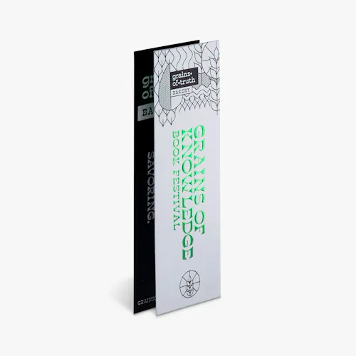 Green Raised Foil Bookmark Two custom bookmarks printed with a black and white design and green raised foil.